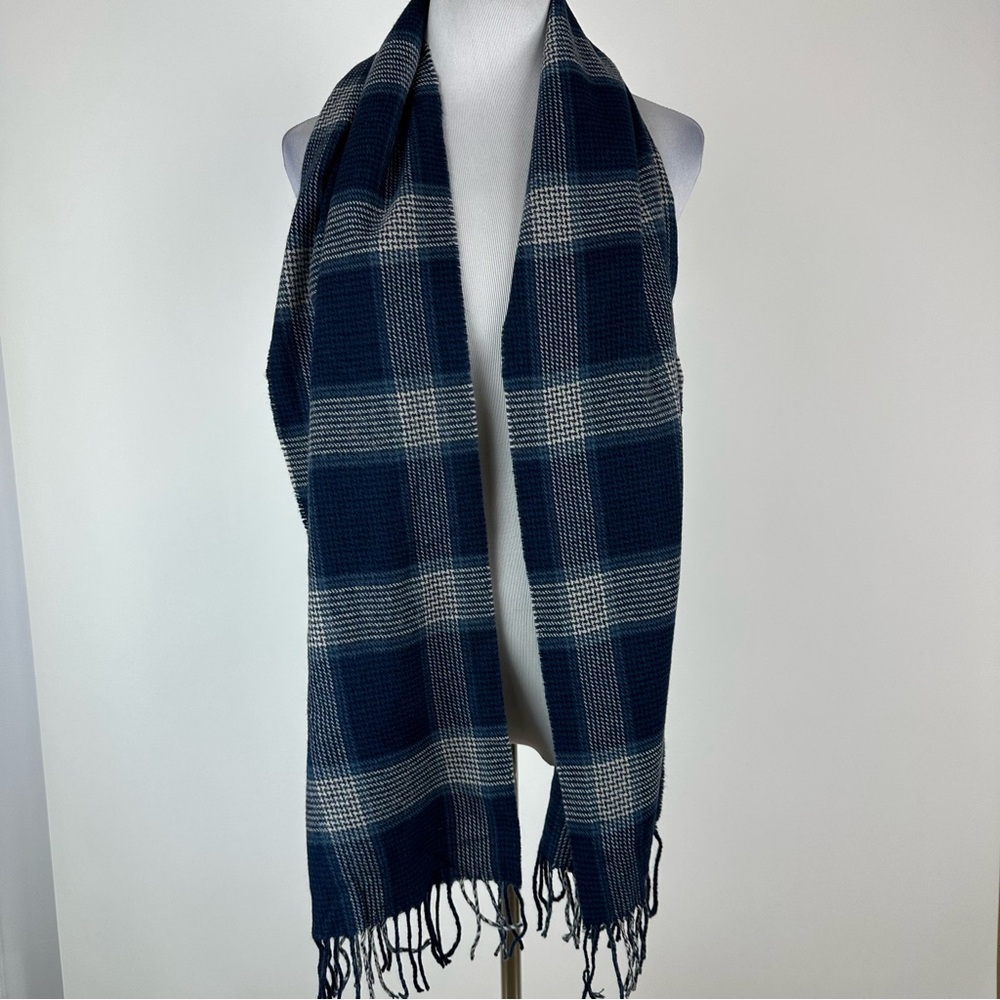Made in Scotland 100% Cashmere Blue Plaid Scarf